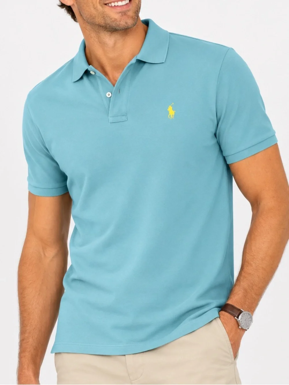 Polo Ralph Lauren Custom Fit Polo Shirt XL Light Blue 100% Cotton Classic